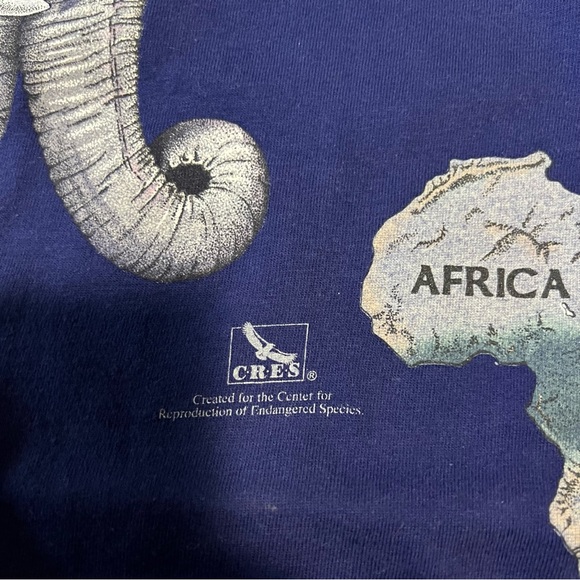 Vintage single stitch tshirt size medium elephant nature print 1992 Hanes Usa - Picture 9 of 11